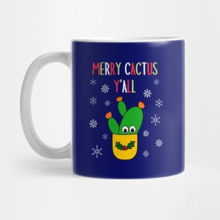 Merry Cactus Y'all - Opuntia Microdasys Cactus In Christmas Holly Pot Mug